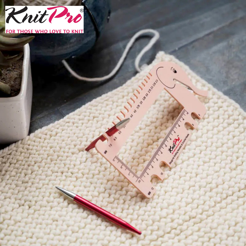 Sewing And Textile - เครื่องมือวัดเส้นด้ายถักโครเชต์ Knitpro ทำจากพลาสติก ใช้สำหรับวัดความหนาของเส้นด้าย เข็มถักเสื้อไหมพรม แบบคาลิปเปอร์
