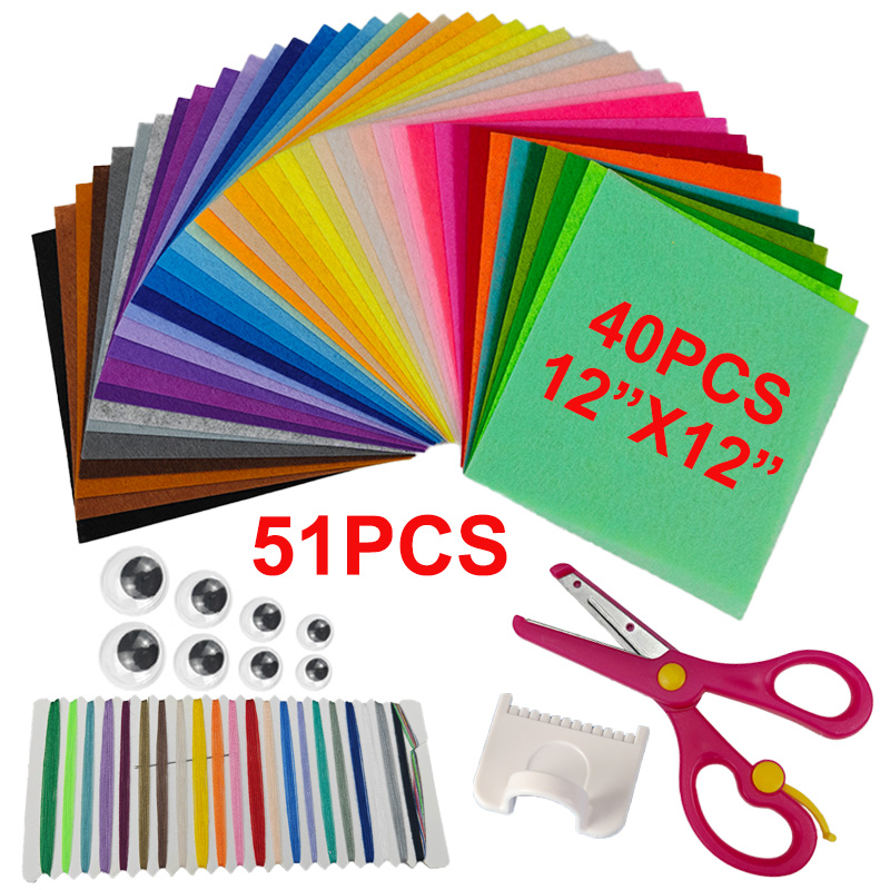 Sewing Thread In Textile - ชุดอุปกรณ์เย็บผ้า DIY 51 ชุด, ผ้าสักหลาดไม่ทอขนาด 30x30
