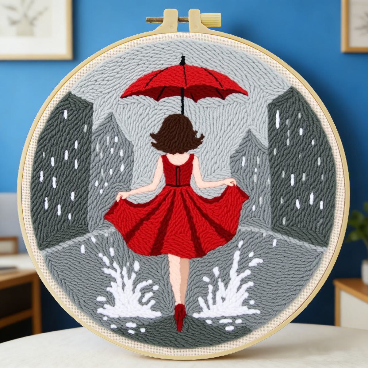 Sewing Textile Art - ชุดปักเข็มเจาะผ้าขนาด 20x20 ซม./7.87 นิ้ว สำหรับผู้หญิง ชุดอุปกรณ์ปักผ้า