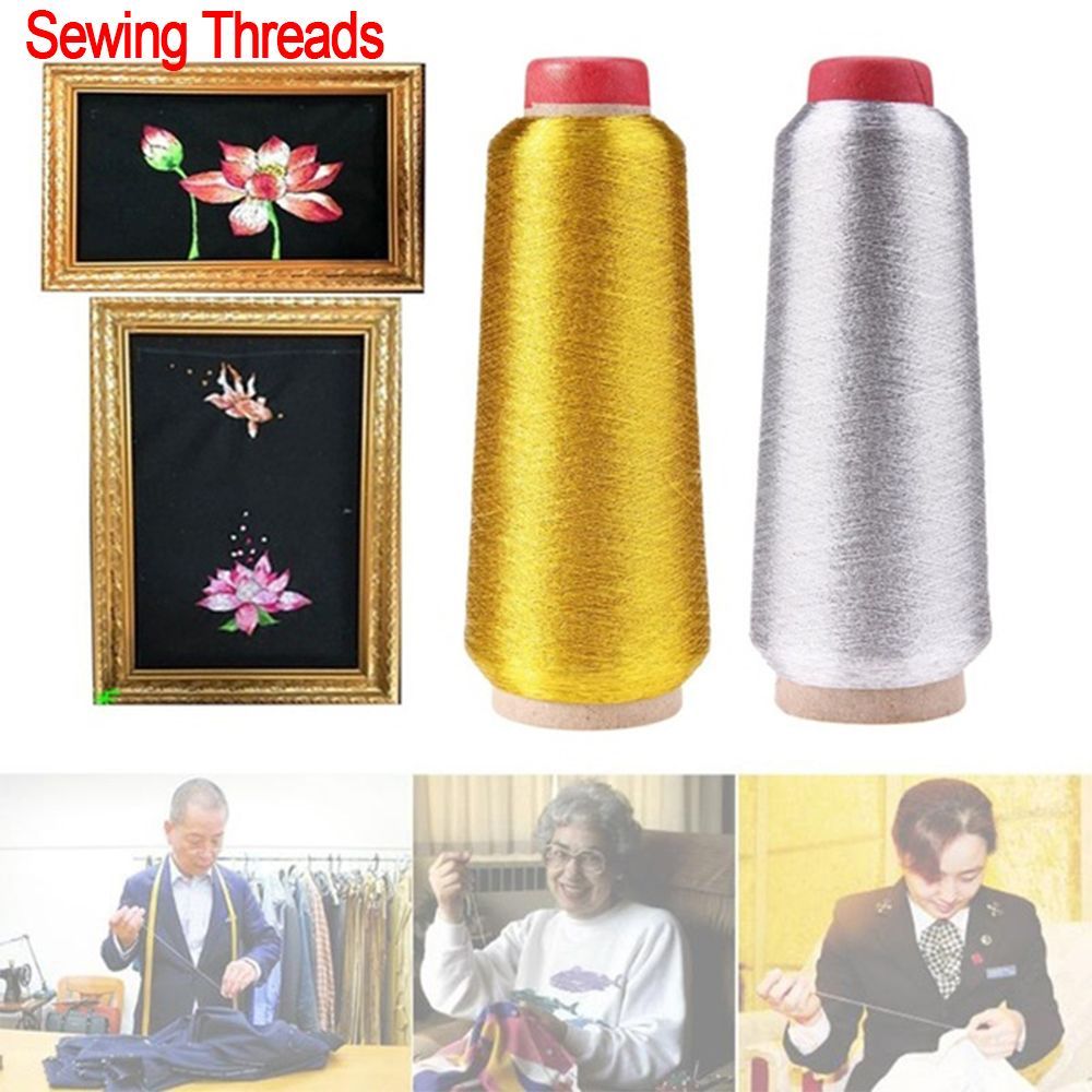 Sewing Thread In Textile - ด้ายปักสีทอง/เงินด้ายปักครอสติชคอมพิวเตอร์3000ม. สายด้ายเย็บผ้าเลื่อมทอ