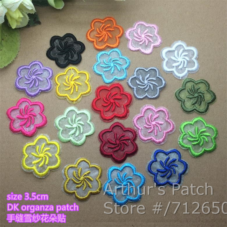 Sewing Id - มาใหม่10ชิ้นดอกไม้ปักOrganzaแพทช์MotifหมวกBaggarmentรองเท้าA Ppliqueอุปกรณ์ตกแต่งเย็บบน