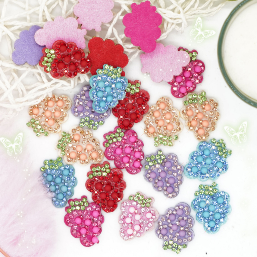 Sewing Id - แผ่นติดเพชรแบบเย็บติด 10 ชิ้น ลายองุ่น สำหรับตกแต่งเสื้อผ้า กระเป๋า