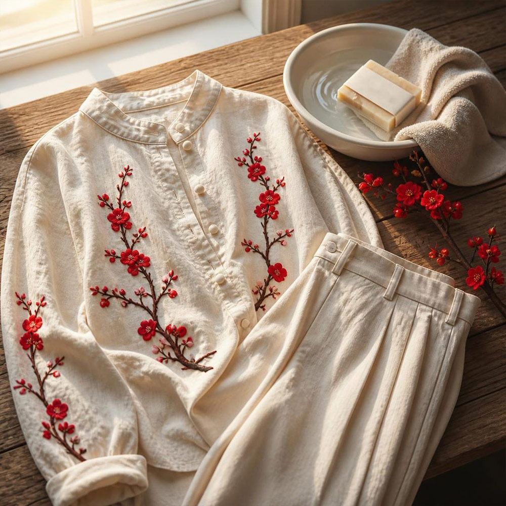 Sewing And Textile - แผ่นปะลายดอกซากุระแบบ DIY สำหรับรีดติดและเย็บติด พร้อมกาวร้อนละลาย แผ่นปะลายดอกไม้ปักลายซากุระ