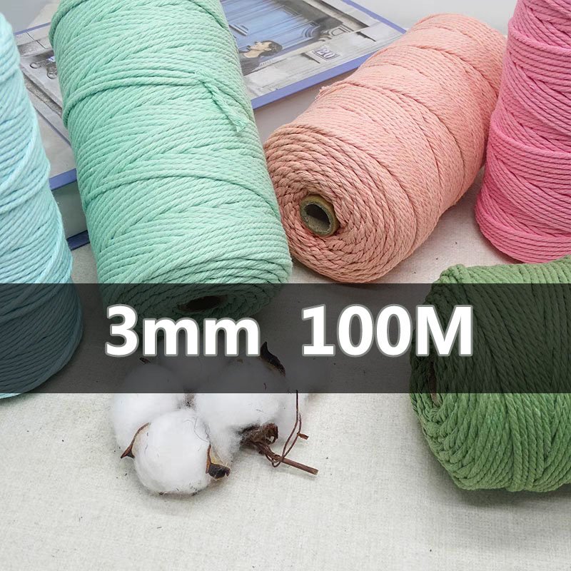 Sewing Thread In Textile - 3mm 100M Macrame เชือกผ้าฝ้าย Twine ด้ายหัตถกรรม