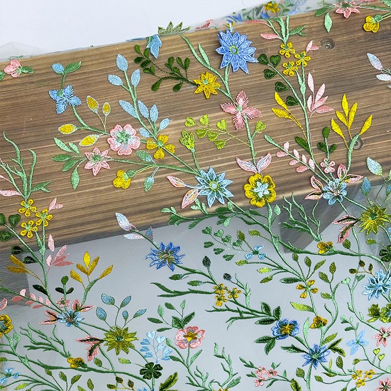 ผ้าลูกไม้ตาข่ายปักลายดอกไม้และ - Sewing And Textile บทวิจารณ์และราคา