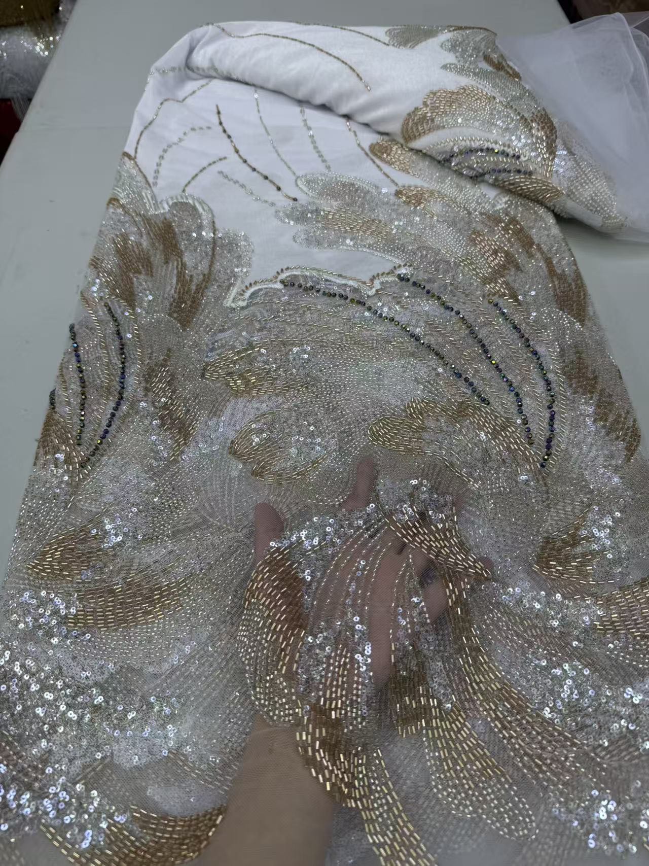 ผ้าลูกไม้ปักเลื่อมฝรั่งเศสแบบแ - Sewing Velvet Fabric บทวิจารณ์และราคา