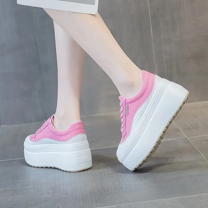 8 ซม.ใหม่ผ้าใบของแท้หนังผู้หญิ - Sewing New บทวิจารณ์และราคา