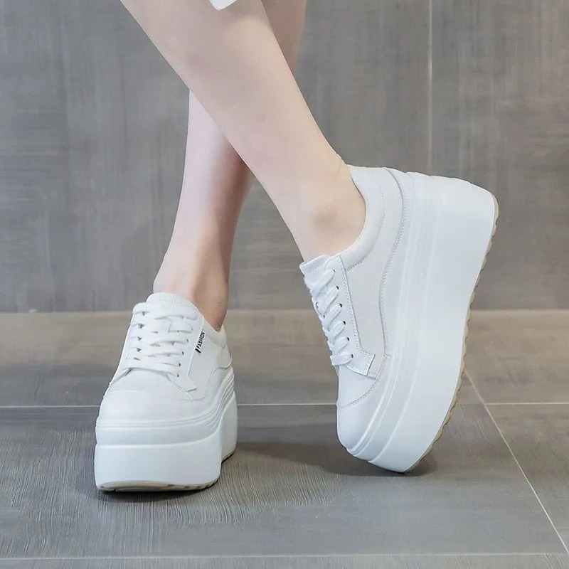 8 ซม.ใหม่ผ้าใบของแท้หนังผู้หญิ - Sewing New บทวิจารณ์และราคา