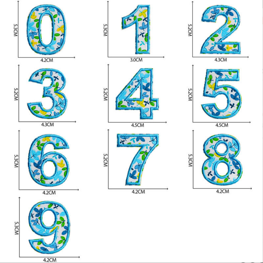 10 ชิ้นสีฟ้าจํานวนตัวอักษรแพทช - Sewing Id บทวิจารณ์และราคา