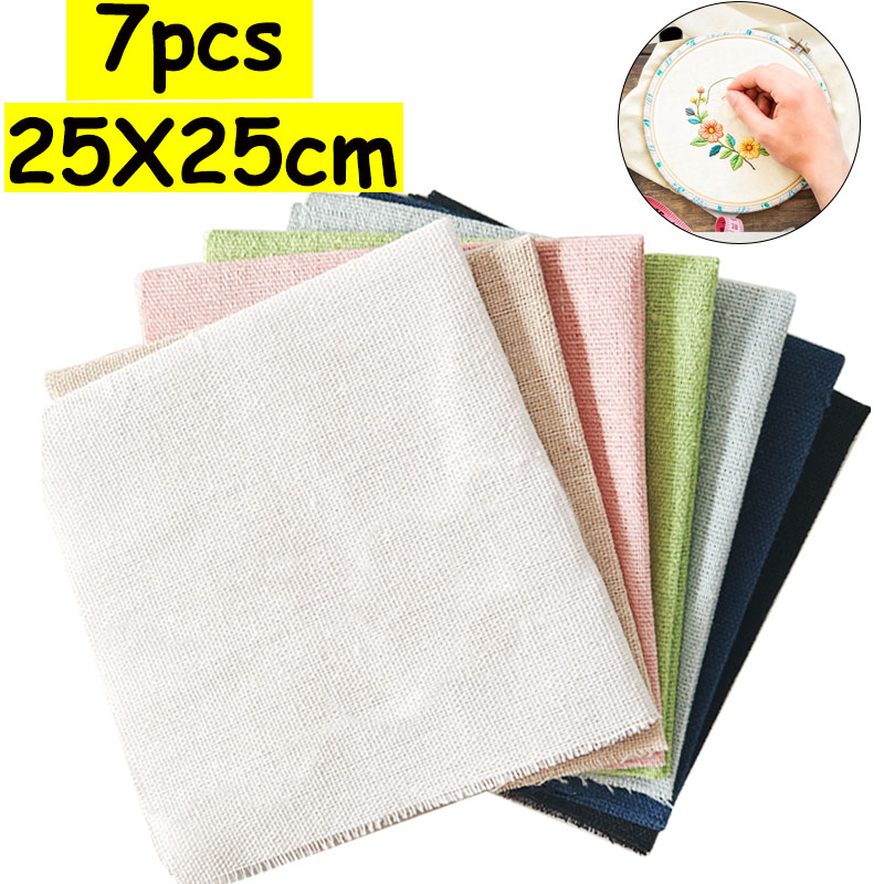 ชุดผ้าลินิน 7 ชิ้น ขนาด 25*25  - Sewing Textile Art บทวิจารณ์และราคา